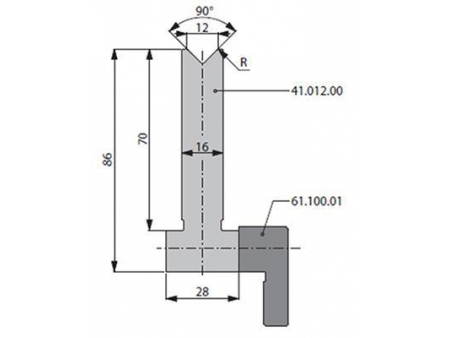 Matrices 90°, H=86mm, Utillaje para plegadora Bystronic