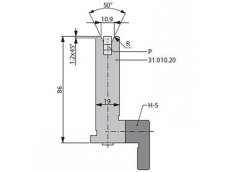 Matrices 50°, H=86mm, Utillaje para plegadora Bystronic