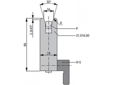 Matrices 30°, H=86mm, Utillaje para plegadora Bystronic