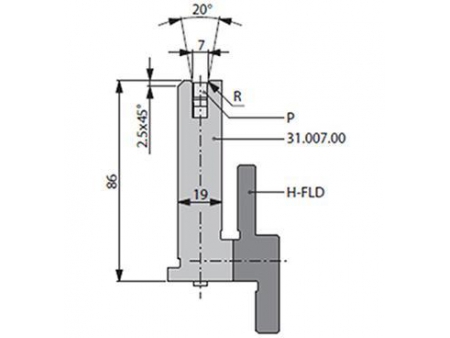 Matrices 20°, H=86mm, Utillaje para plegadora Bystronic