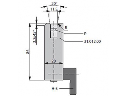 Matrices 20°, H=86mm, Utillaje para plegadora Bystronic