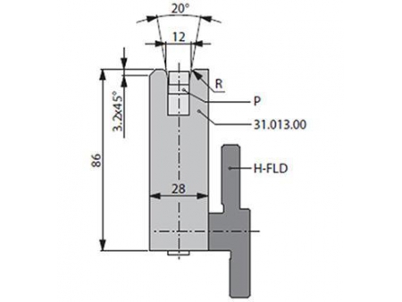 Matrices 20°, H=86mm, Utillaje para plegadora Bystronic