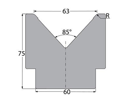 Matrices 85°, H=80mm, Utillaje para plegadora Bystronic