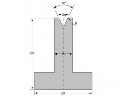 Matriz 60°, H=80mm, Utillaje para plegadora Bystronic