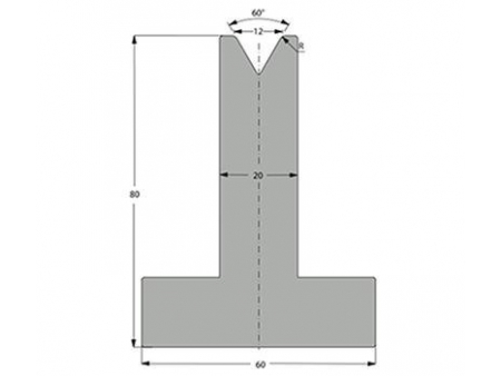 Matriz 60°, H=80mm, Utillaje para plegadora Bystronic