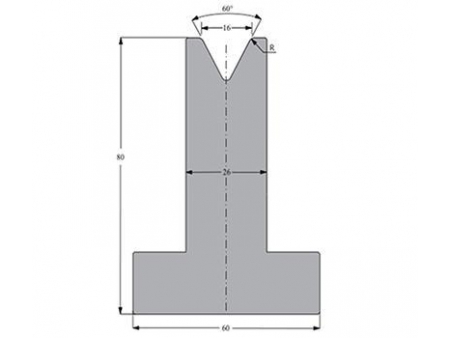 Matriz 60°, H=80mm, Utillaje para plegadora Bystronic