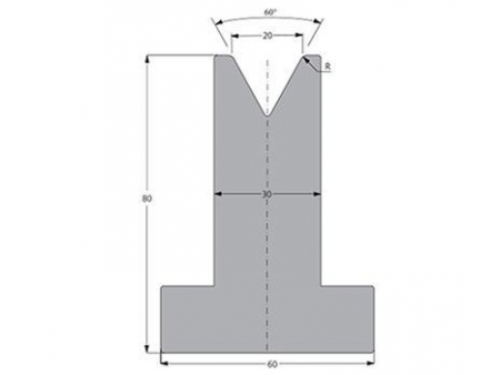 Matriz 60°, H=80mm, Utillaje para plegadora Bystronic