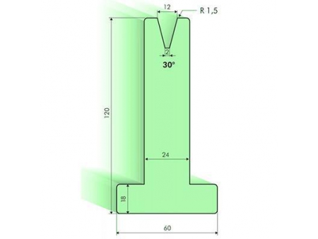 Matrices en T 30°, H=120mm, Utillaje para plegadora Amada