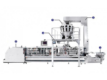 Envasadora de Bolsas Preformadas JW-JDC3, con Pesadora Combinada de 14 Cabezales