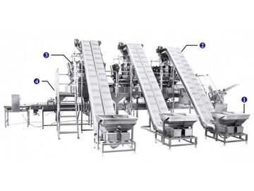 Línea completa para envasar (con empacadora automática de bandejas)