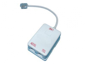 Filtro ADSL, 1 macho RJ11 a 2 hembras RJ11