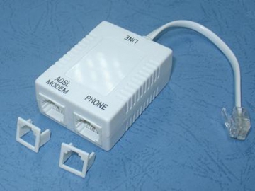 Filtro ADSL, 1 macho RJ11 a 2 hembras RJ45