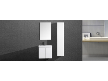 Conjunto Mueble de Baño, Fondo Reducido, Rectangular con Espejo - ILP8102