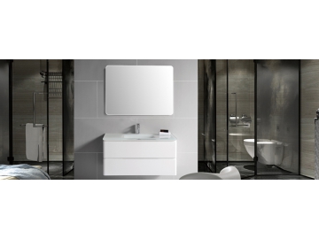 Mueble de Baño con 2 Cajones, en Color Blanco con Espejo - IL306