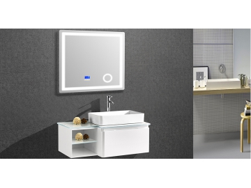 Mueble de Baño,  Fondo Reducido con Espejo LED y Lavabo sobre Encimera - IL1907L/R