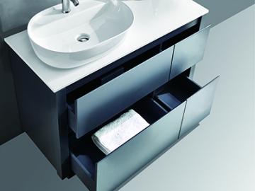 Mueble Vanitorio, 4 Cajones, Repisa Lateral y Espejo Ovalado - IL-1931
