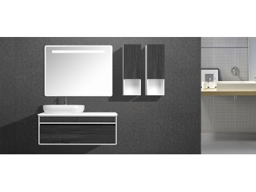 Kit Mueble de Baño, con Lavabo sobre Encimera, en Color Negro y Blanco - IL2607