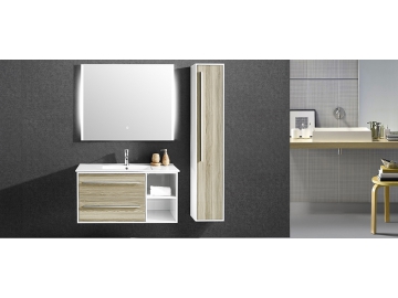 Kit Mueble de Baño,  Suspendido con Armario Lateral y Espejo - IL1981