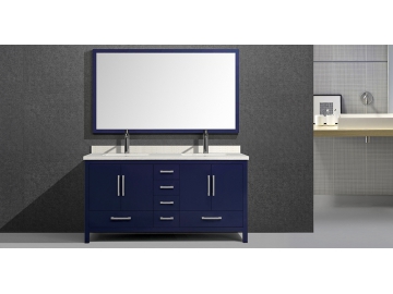 Mueble de Baño, con Doble Lavabo 6 Cajones y Espejo Rectangular - M6502
