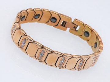 Pulsera Magnética, de Acero Inoxidable en Color Dorado - S1046-1