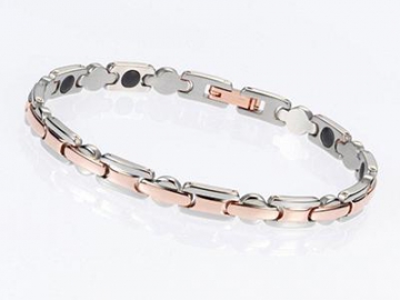 Pulsera Magnética, de Acero Inoxidable en Color Oro Rosa y Plateado - S674