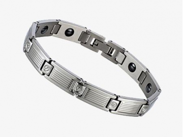 Pulsera Magnética, de Acero Inoxidable en Color Plateado - S1084