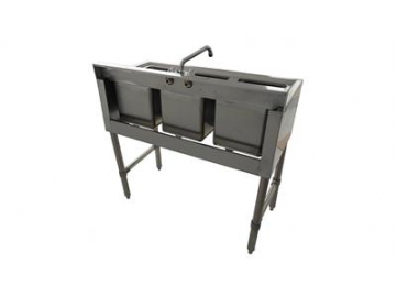 Fregadero de acero inoxidable de tres cubetas para bar