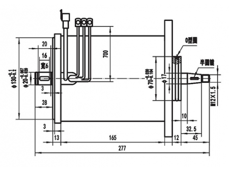 Motor DC de Imán Permanente sin Escobillas 1200W (2900 RPM), TF120AH; Motor para Control de Desplazamiento Vertical