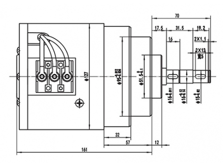 Motor DC de Imán Permanente sin Escobillas 900W (3100 RPM), TF110AH2; Motor para Control de Desplazamiento Horizontal