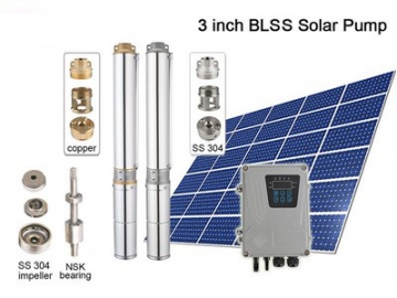 Bomba Solar Sumergible DC de 3 Pulgadas, con Impulsor de Acero SS304 BLSS