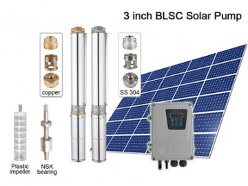 Bomba Solar Sumergible DC de 3 Pulgadas, con Impulsor de Plástico BLSC; Bomba                      Solar para Pozos