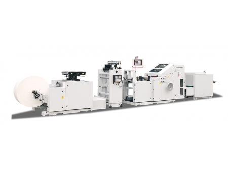 Máquina para producción de bolsas de papel con fondo cuadrado, tipo rollo continuo,  serie SBH150B