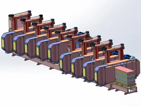 Cortadora horizontal de pórtico de nueve cabezales