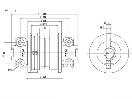 Rodillo inferior para bulldozer Komatsu D20