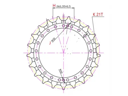 Rueda dentada para excavadora Caterpillar E365