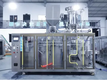 Envasadora de bolsas prefabricadas, llenado con 2 boquillas