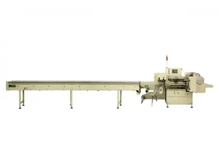 Envasadora horizontal flow pack SF-DH3 con sellado recíproco y alimentación inferior de film