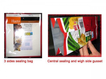 Máquina para fabricar bolsas de tres lados con sellado central